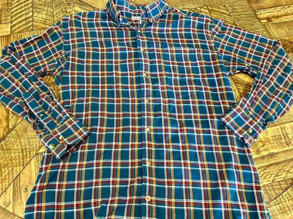 Southern Point Co. Hadley Brushed Twill Plaid Shirt Size M Blue Red